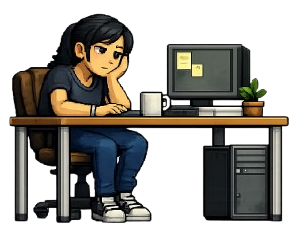A person resting their head on one hand at a desk, disengaged from the monitor in front of them